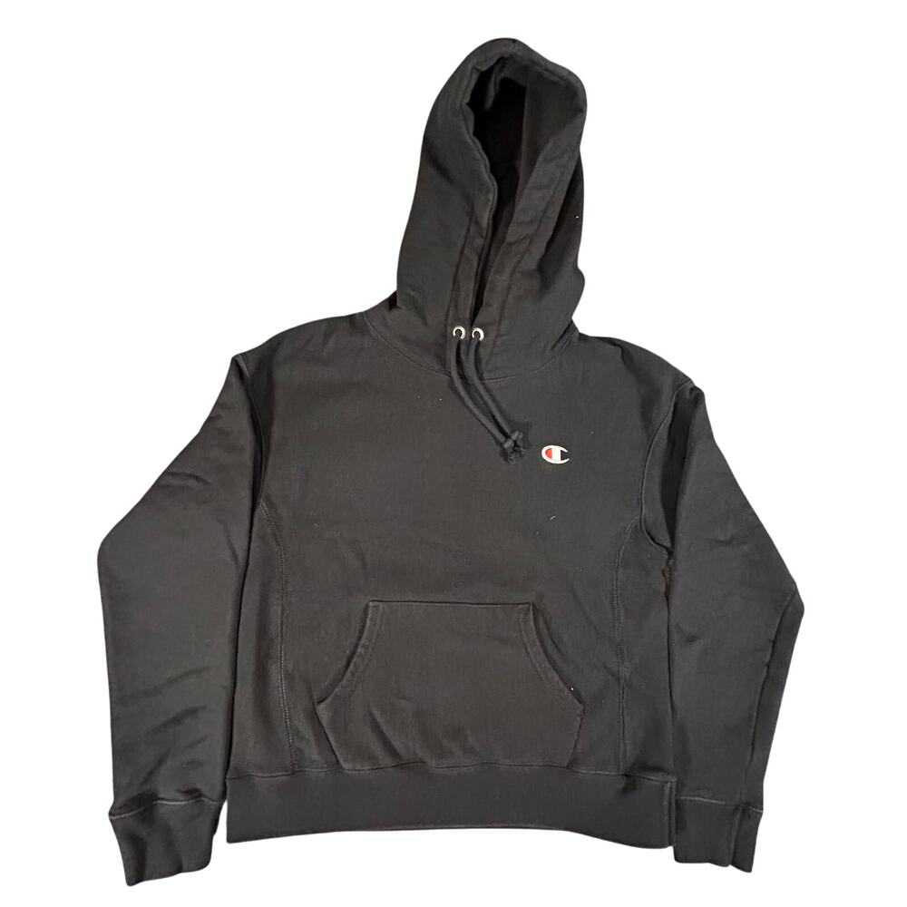 Champion Reverse Weave Hoodie Women's Small Black Heavy Weight Pullover‎